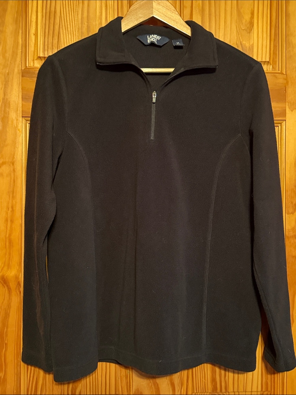 Lands' End Women's Black Half-Zip Fleece Pullover